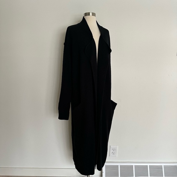 MCT Editions Long Maxi Wool Cashmere Black Cardigan Sweater